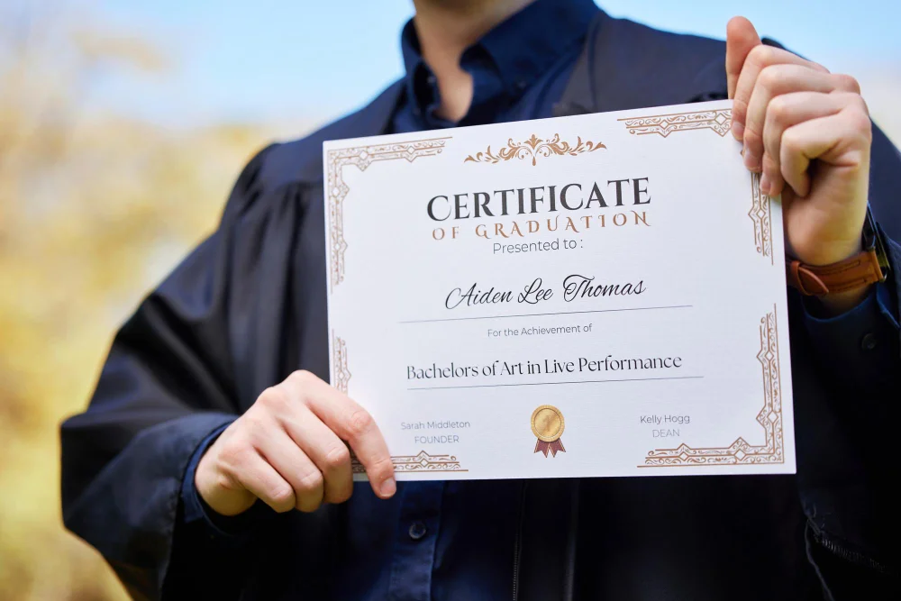 Certyfikat umiejętności w rękach studenta
